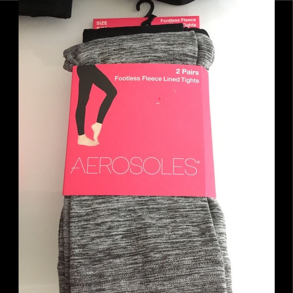 Aerosoles Fleece Lined Tights Leggings 2 Pair NWT - Picture 3 of 5